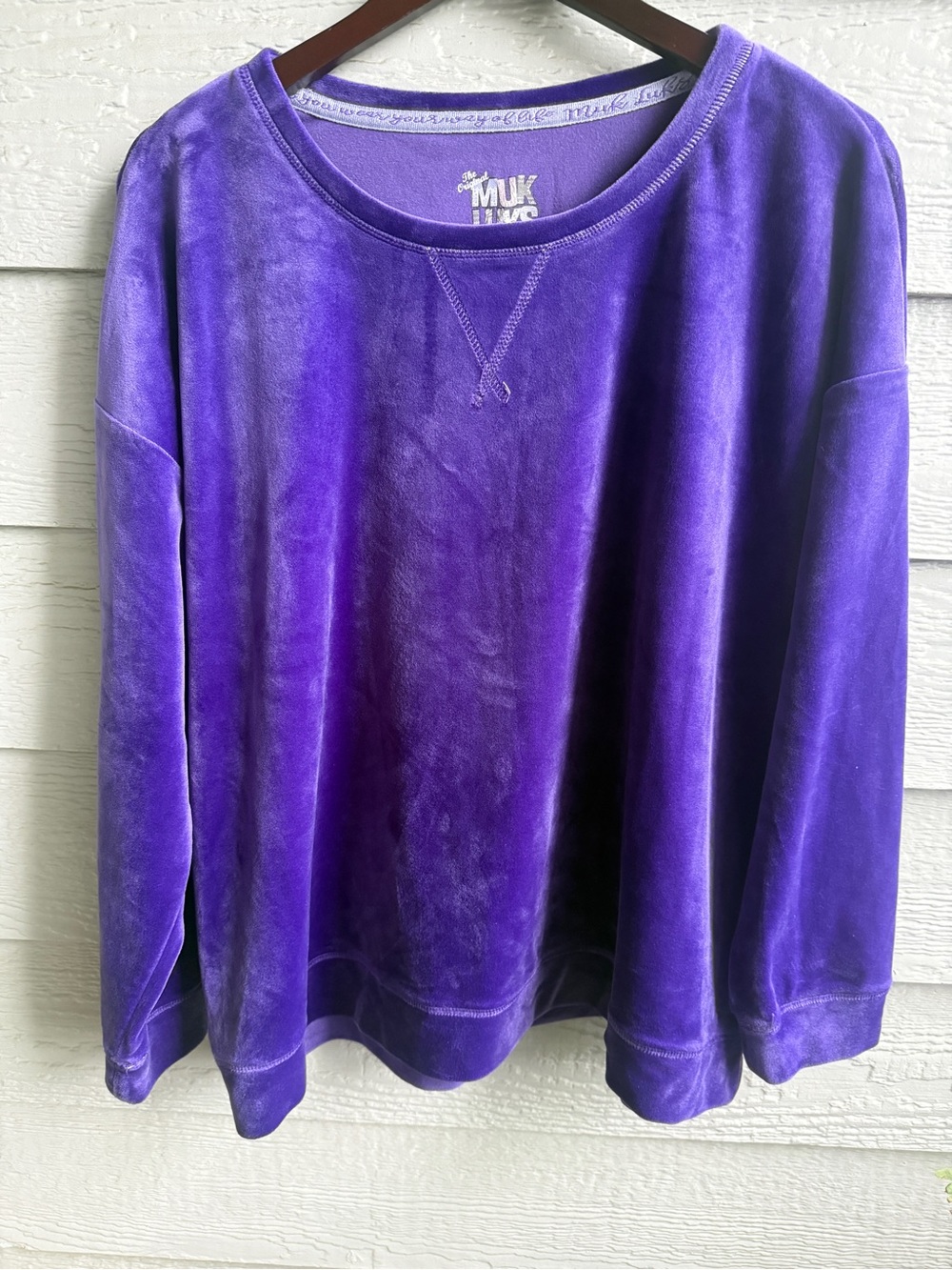 Muk Luks Purple Velour Lounge Sweatshirt Plus Size Cozy Soft Matching Set Piece